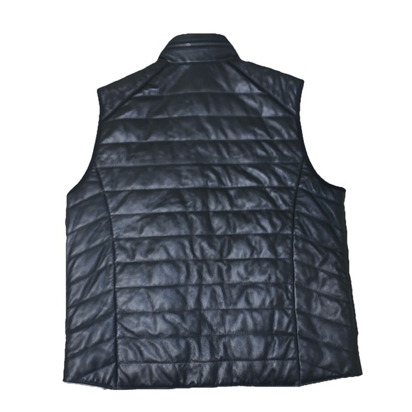 Murano Black Leather Vest Size XL . Full zip. Pockets - Picture 4 of 6